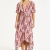 Liquorish Paisley Printed High-Low Wrap Midi Dress