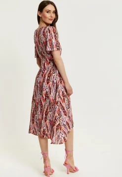 Liquorish Paisley Printed High-Low Wrap Midi Dress