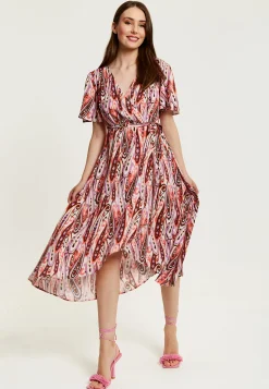 Liquorish Paisley Printed High-Low Wrap Midi Dress