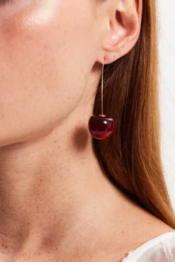 Liquorish Plain Cherry Drop Style Earrings