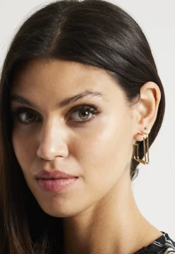 Liquorish Square Hoop Earrings In Gold