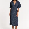 Navy Floral Print Kimono Wrap Maxi Dress