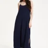 Navy Strappy Split Maxi Dress