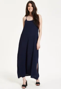Navy Strappy Split Maxi Dress