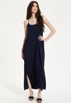 Navy Strappy Split Maxi Dress