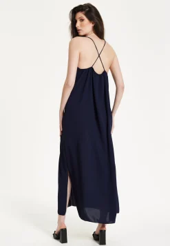 Navy Strappy Split Maxi Dress