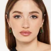 Octagon Emerald Green Earrings with Drop Dangle