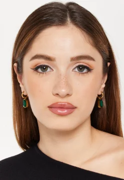 Octagon Emerald Green Earrings with Drop Dangle