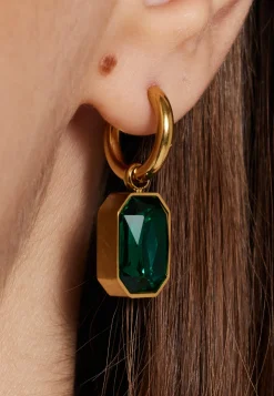 Octagon Emerald Green Earrings with Drop Dangle