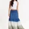Ombre Smocked Waist Maxi Skirt