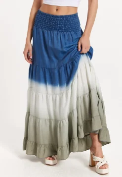Ombre Smocked Waist Maxi Skirt