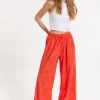 Orange Embroidered Wide Leg Trousers