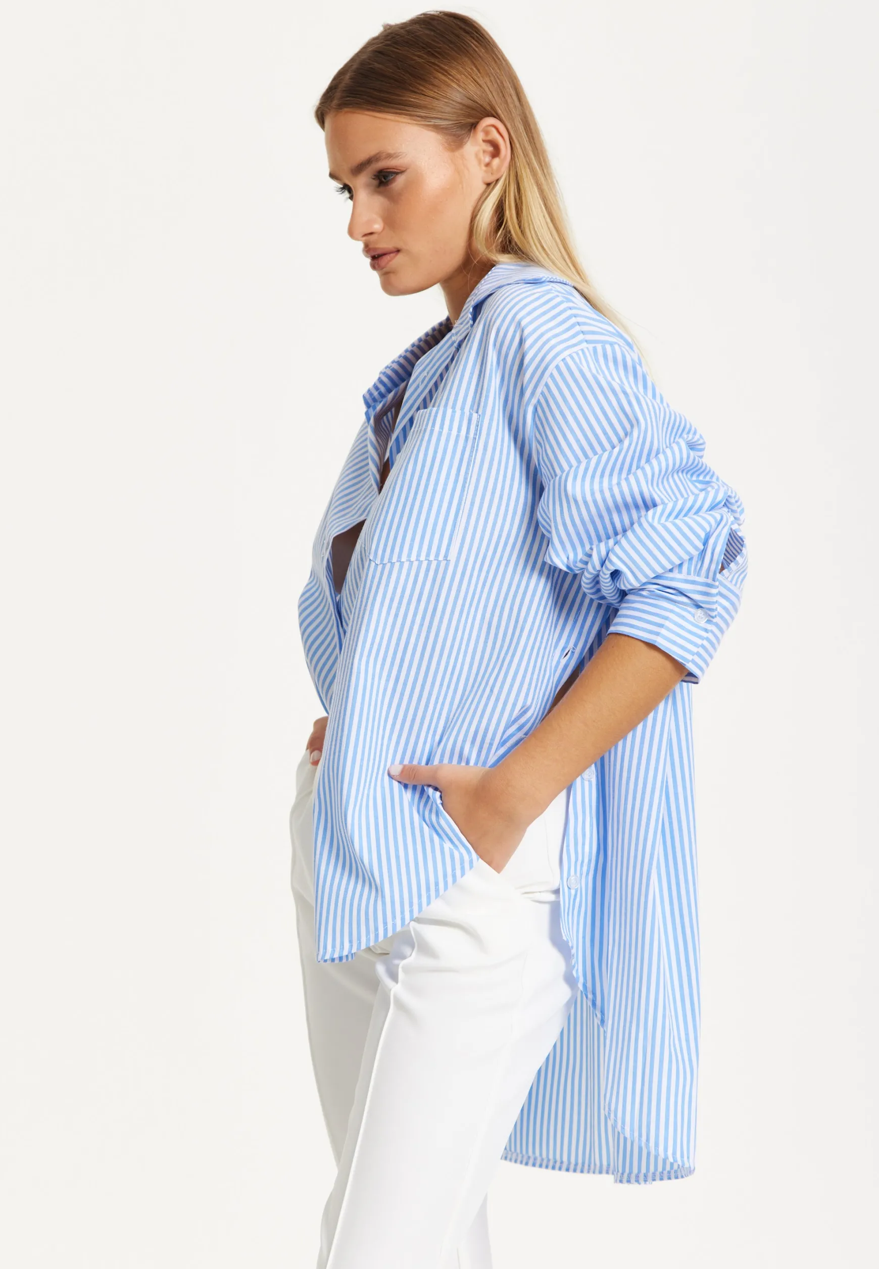Oversized Blue Striped Shirt