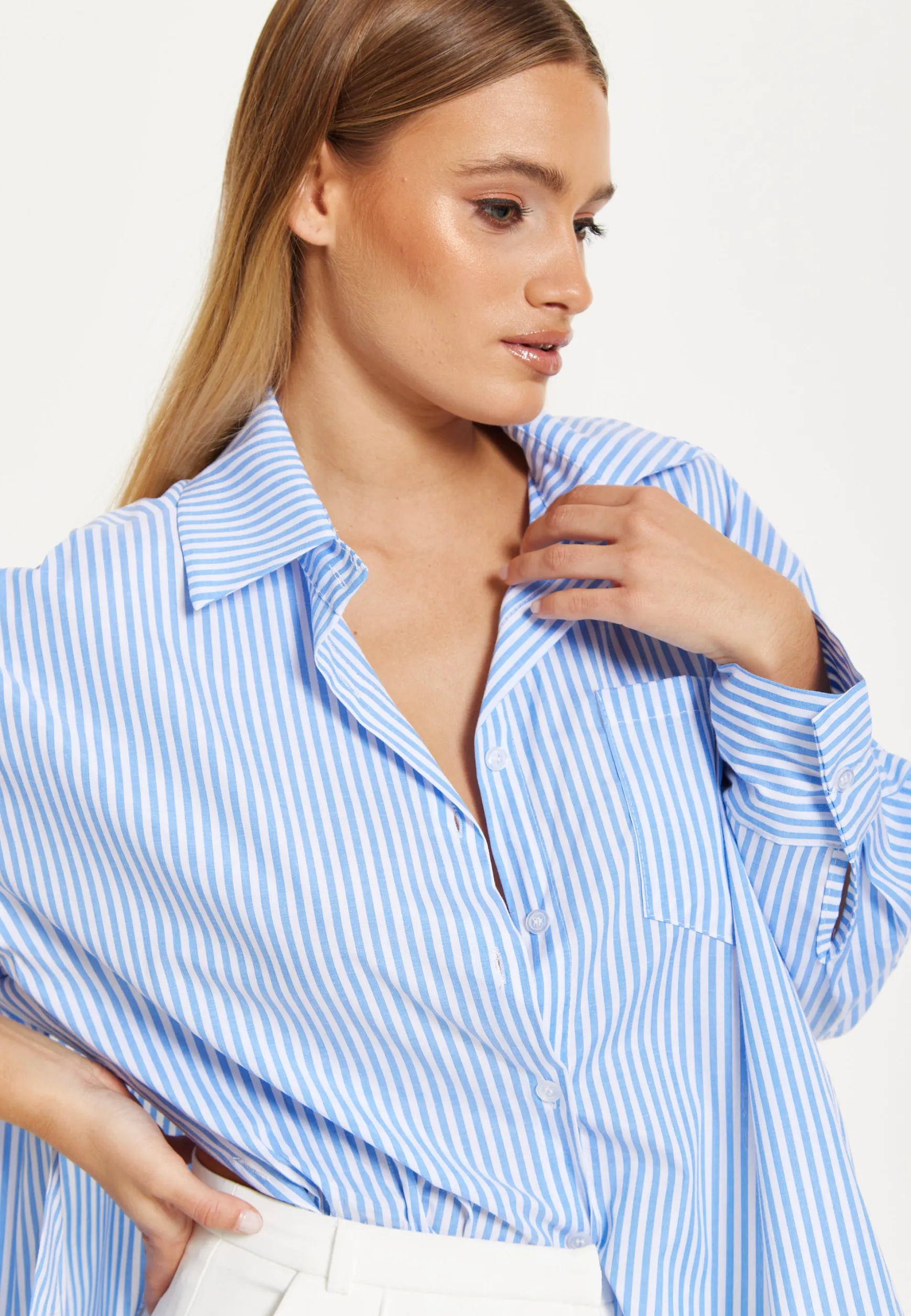 Oversized Blue Striped Shirt