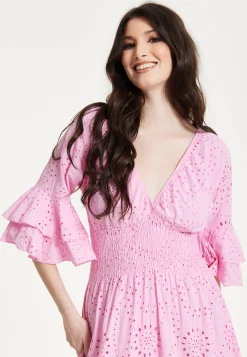 Pink Broderie Anglaise Maxi Dress