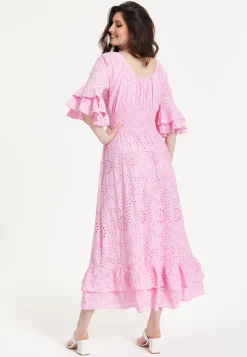 Pink Broderie Anglaise Maxi Dress