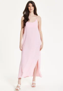 Pink Cross-Back Maxi Dress