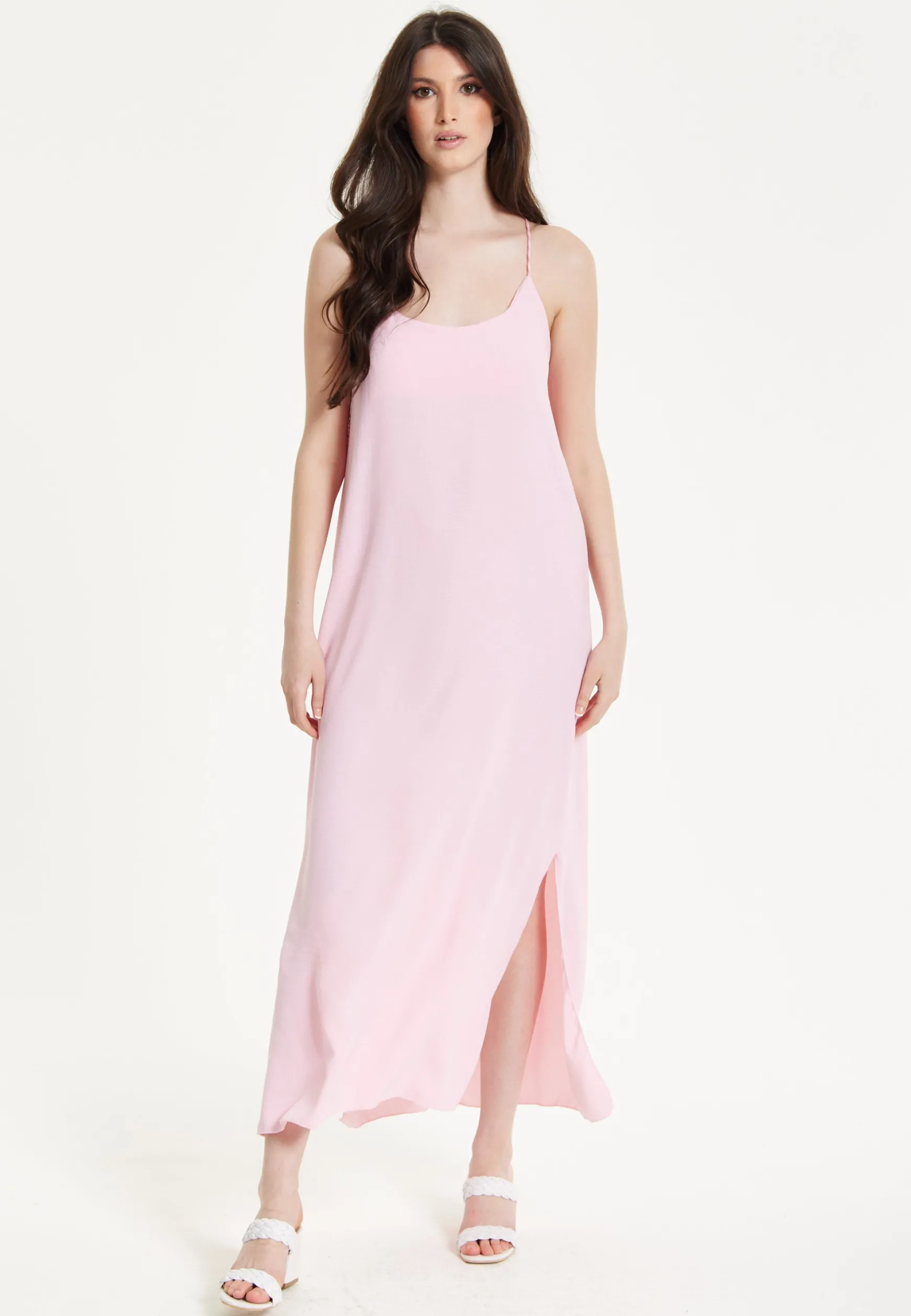 Pink Cross-Back Maxi Dress