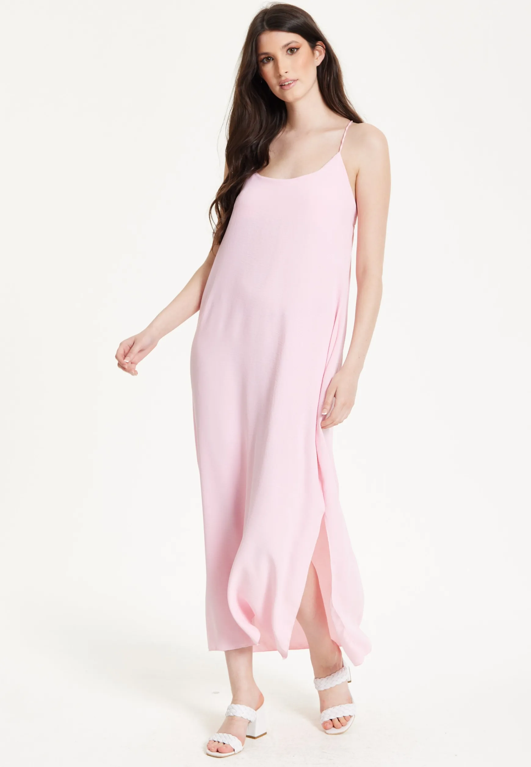 Pink Cross-Back Maxi Dress