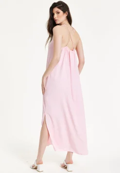 Pink Cross-Back Maxi Dress