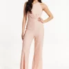 Pink Sequin One Shoulder Jumpsuit