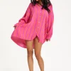 Pink Stripe Oversized Shirt Dress