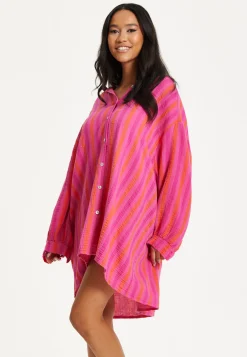 Pink Stripe Oversized Shirt Dress