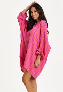 Pink Stripe Oversized Shirt Dress