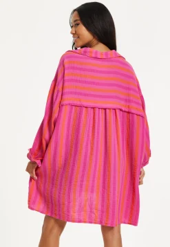 Pink Stripe Oversized Shirt Dress