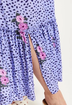 Purple Floral Off Shoulder Maxi Dress