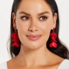 Red Petal Dangly Earrings