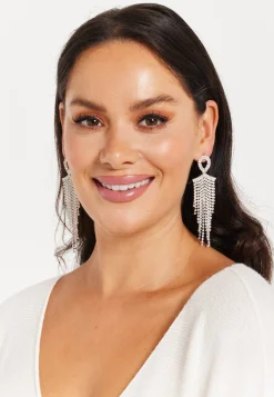 Rhinestone Tassel Drop Earrings