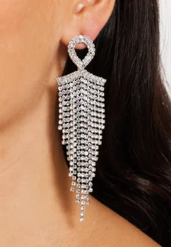 Rhinestone Tassel Drop Earrings