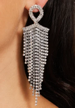 Rhinestone Tassel Drop Earrings