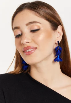 Royal Blue Petal Dangly Earrings