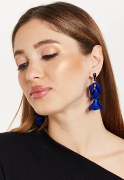 Royal Blue Petal Dangly Earrings