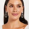 Silver Rhinestone Large Dangle Earrings