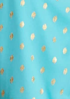 Turquoise Gold Print Wrap Midi Dress