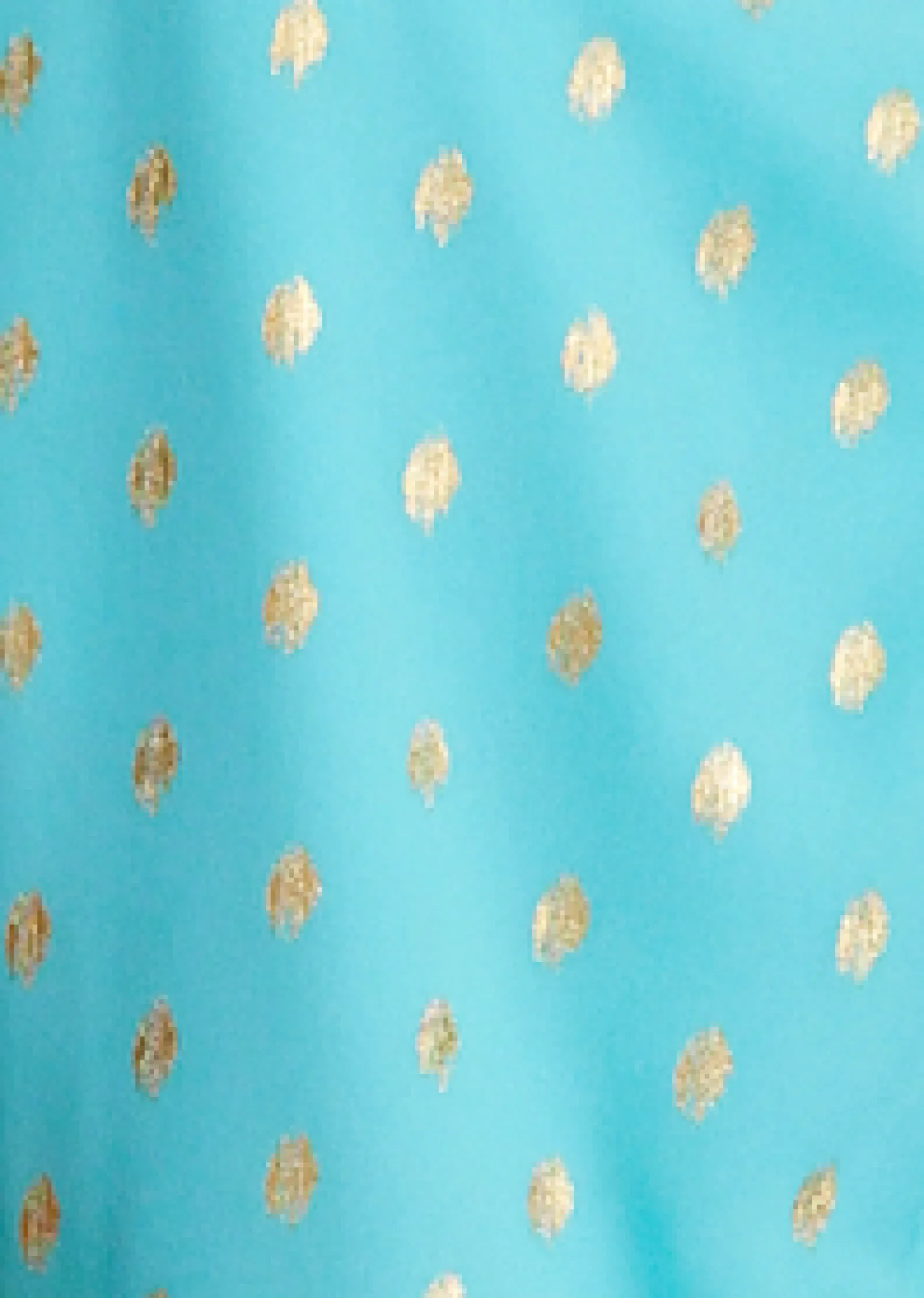 Turquoise Gold Print Wrap Midi Dress