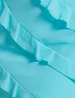 Turquoise Striped Ruffled Mini Dress