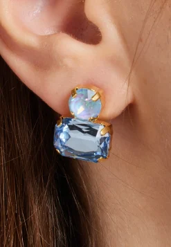 Two Tone Stud Earrings in Sky Blue