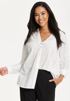 White Broderie Button-Up Shirt