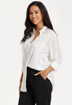 White Broderie Button-Up Shirt