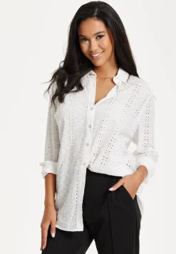White Broderie Button-Up Shirt