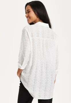 White Broderie Button-Up Shirt