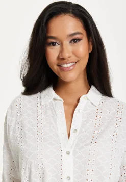 White Broderie Button-Up Shirt