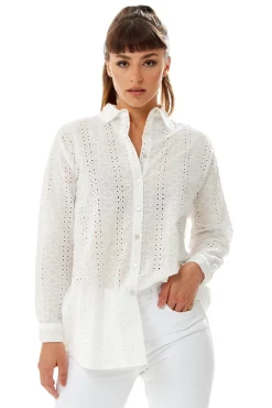 White Broderie Button-Up Shirt