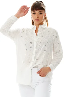 White Broderie Button-Up Shirt