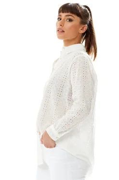 White Broderie Button-Up Shirt