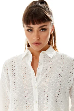 White Broderie Button-Up Shirt